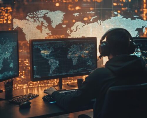 hacker-work-multiple-computers-with-digital-world-map-overlay-photography-shot_937679-55907